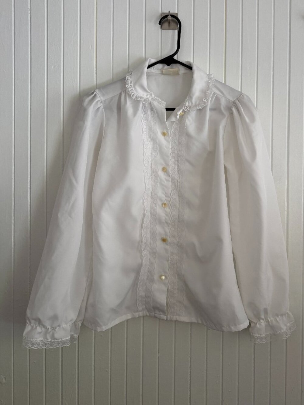 Vintage 1970s Lace Trim Blouse